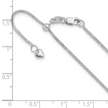 22 Zoll 14K Weißgold Verstellbar 1mm Quadra Weizen Halskette