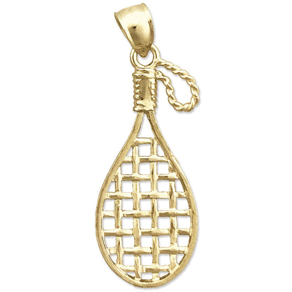 14K Gold 3D Racquetball-Schläger-Anhänger