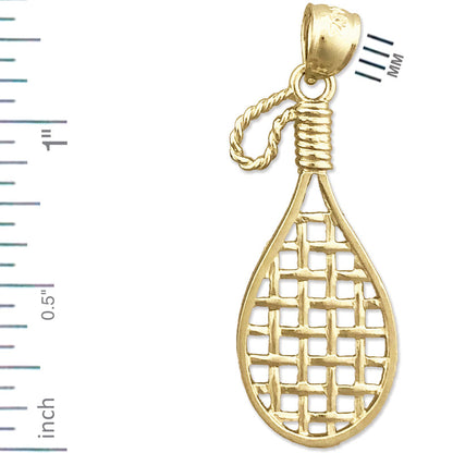 14K Gold 3D Racquetball-Schläger-Anhänger