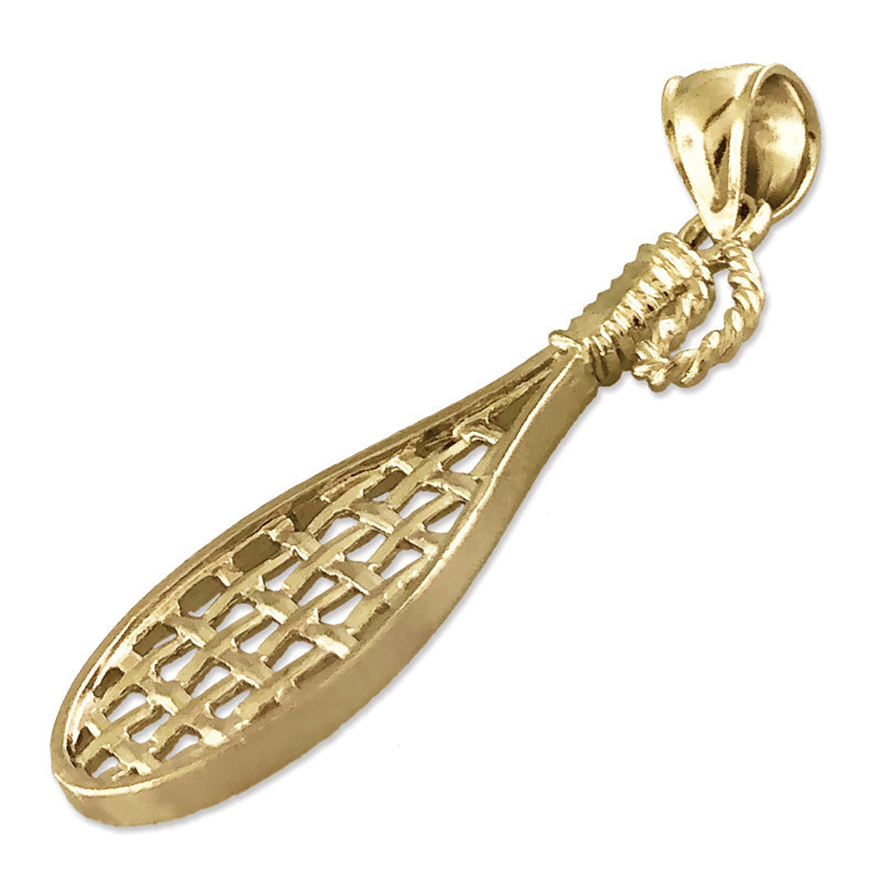 14K Gold 3D Racquetball-Schläger-Anhänger