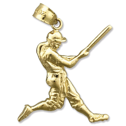 14K Gold Anhänger „Baseballspieler beim Schwingen des Schlägers“