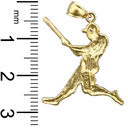 14K Gold Anhänger „Baseballspieler beim Schwingen des Schlägers“