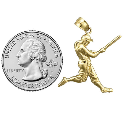 14K Gold Anhänger „Baseballspieler beim Schwingen des Schlägers“