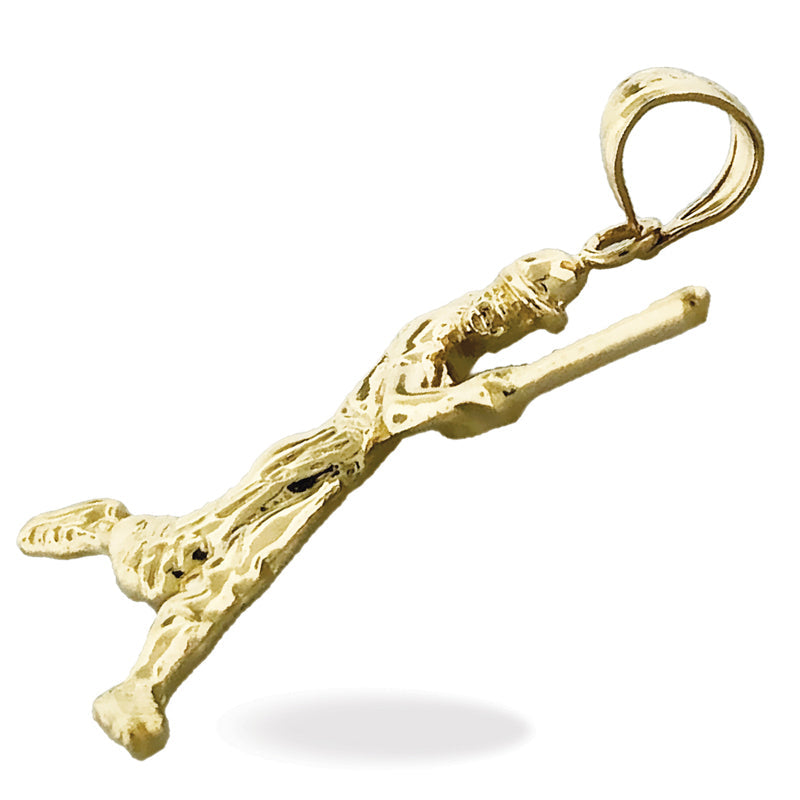 14K Gold Anhänger „Baseballspieler beim Schwingen des Schlägers“