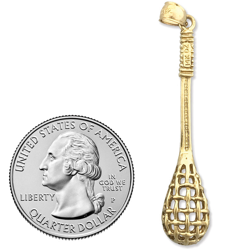14K Gold 3D-Lacrosse-Anhänger