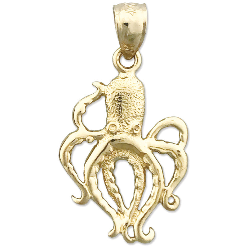 14K Gold Kraken-Oktopus-Charm, 18 mm