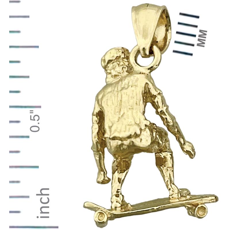 14K Gold 3D-Skateboarder-Charm
