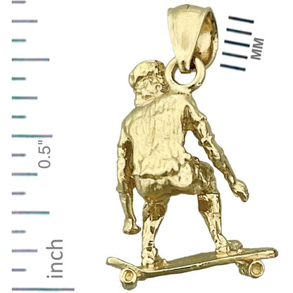 14K Gold 3D-Skateboarder-Charm