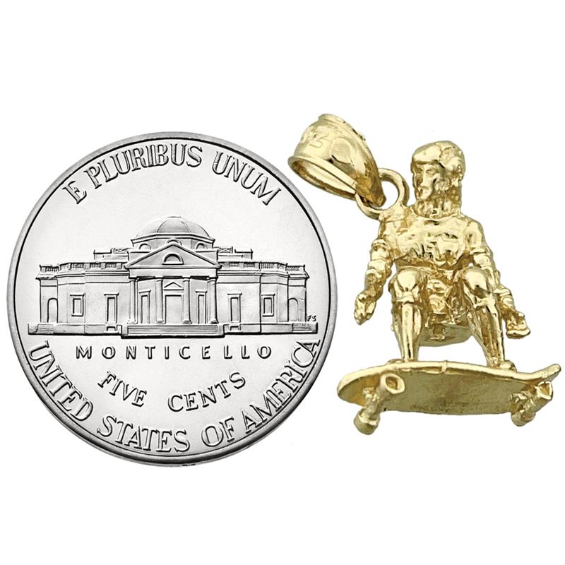 14K Gold 3D-Skateboarder-Charm