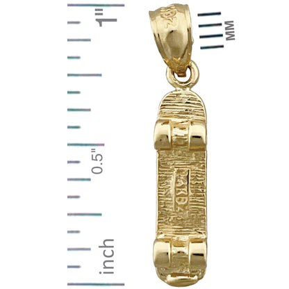 14K Gold 3-D Skateboard-Charm