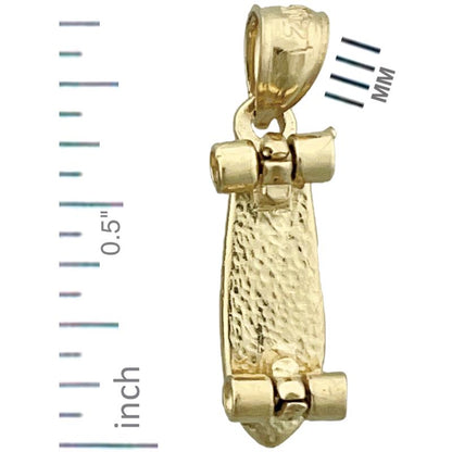 14K Gold 3D-Skateboard-Charm