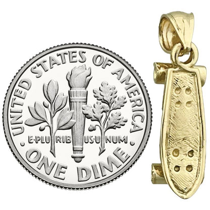 14K Gold 3D-Skateboard-Charm