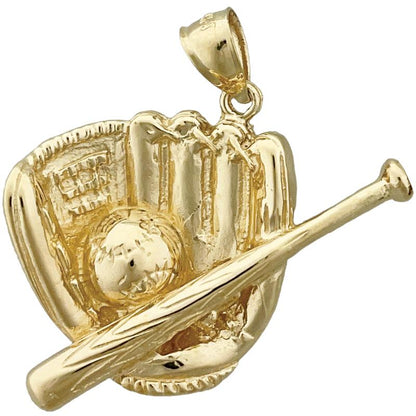 14K Gold Anhänger „Baseballhandschuh und Schläger“