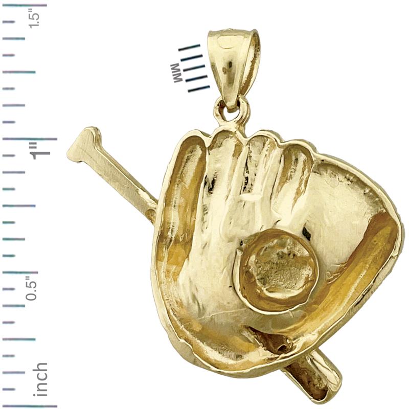 14K Gold Anhänger „Baseballhandschuh und Schläger“