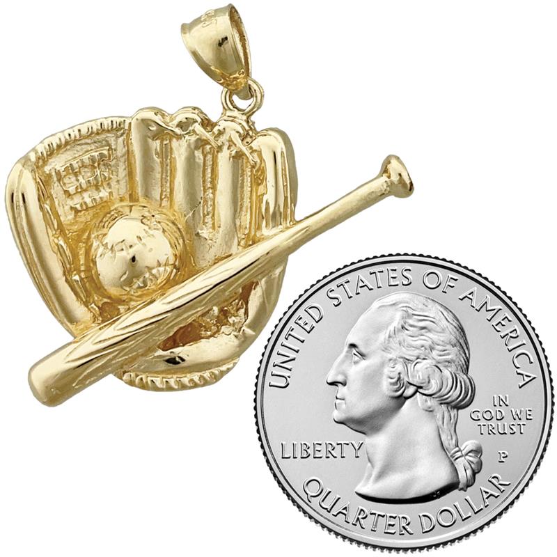 14K Gold Anhänger „Baseballhandschuh und Schläger“