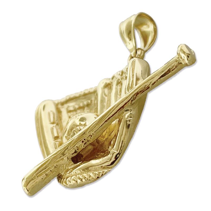 14K Gold Anhänger „Baseballhandschuh und Schläger“