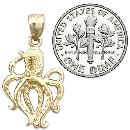 14K Gold Kraken-Oktopus-Charm, 18 mm
