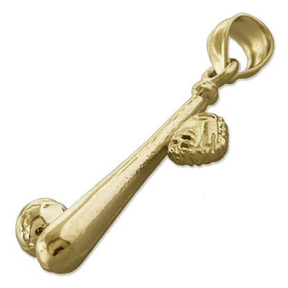 14K Gold 3D-Baseballschläger-, Ball- und Handschuh-Anhänger