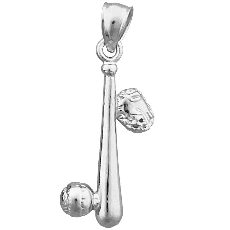 14K Gold 3D-Baseballschläger-, Ball- und Handschuh-Anhänger