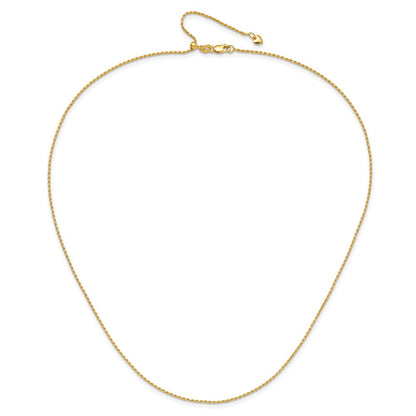 22 Zoll 14K Gelbgold Verstellbar 1.2mm Diamantiert Kordel Halskette