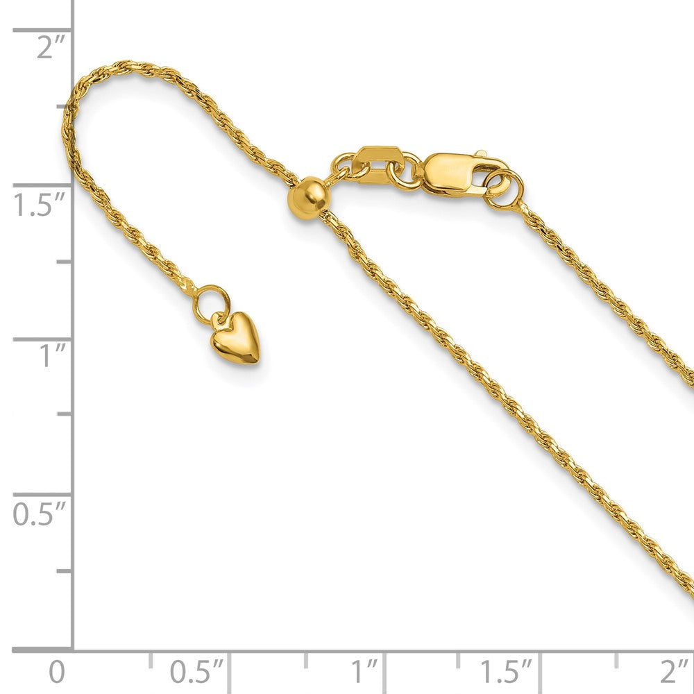22 Zoll 14K Gelbgold Verstellbar 1.2mm Diamantiert Kordel Halskette