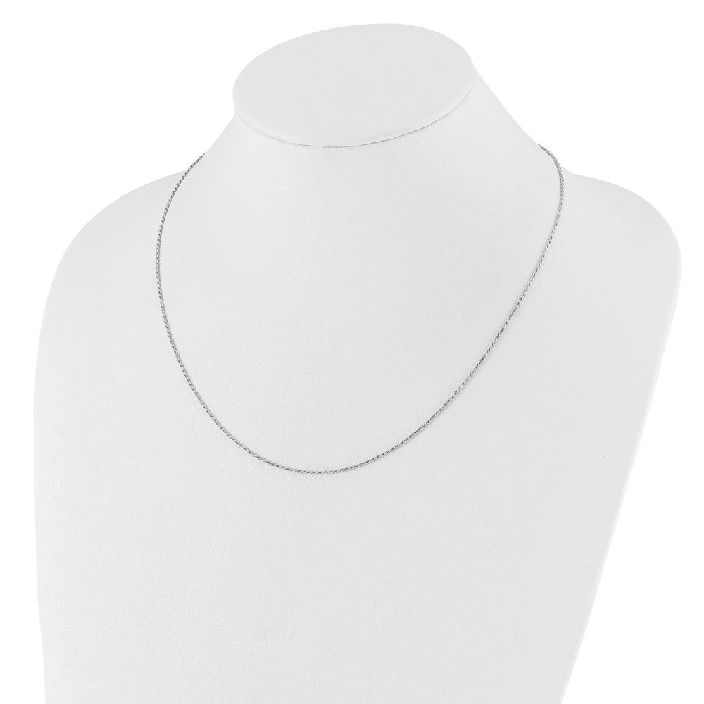 22 Zoll 14K Weißgold Verstellbar 1.2mm Diamantiert Kordel Halskette
