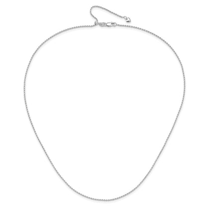 22 Zoll 14K Weißgold Verstellbar 1.2mm Diamantiert Kordel Halskette
