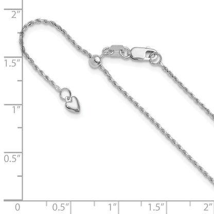22 Zoll 14K Weißgold Verstellbar 1.2mm Diamantiert Kordel Halskette
