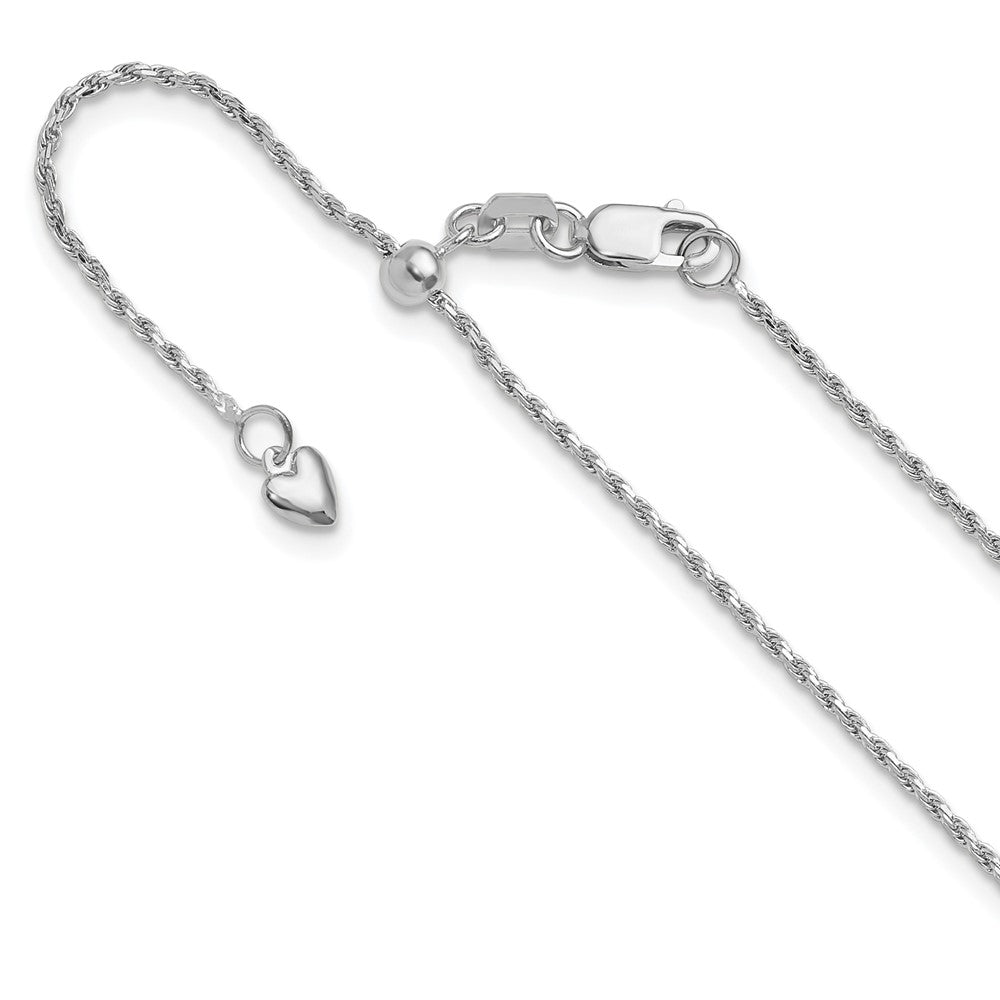 22 Zoll 14K Weißgold Verstellbar 1.2mm Diamantiert Kordel Halskette