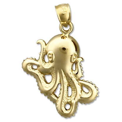14K Gold Kraken-Oktopus-Anhänger, 24 mm