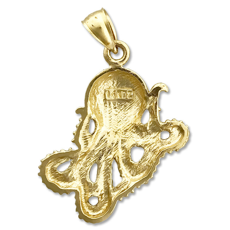 14K Gold Kraken-Oktopus-Anhänger, 24 mm
