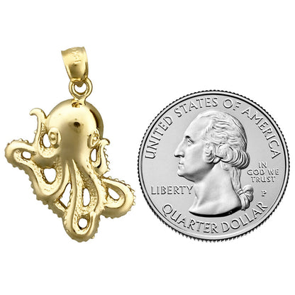 14K Gold Kraken-Oktopus-Anhänger, 24 mm