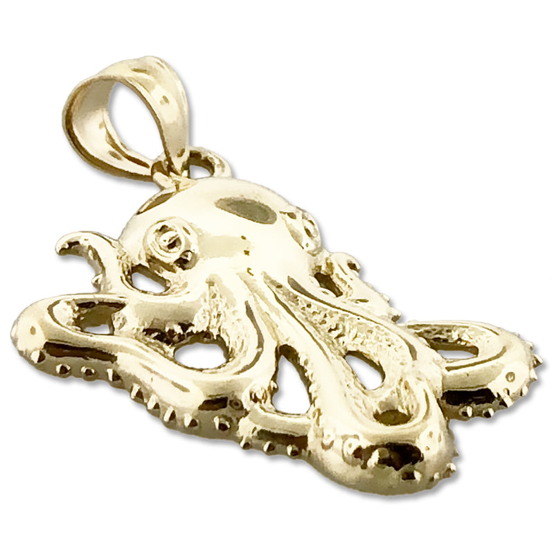 14K Gold Kraken-Oktopus-Anhänger, 24 mm