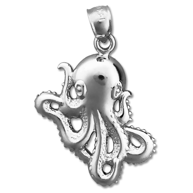 14K Gold Kraken-Oktopus-Anhänger, 24 mm