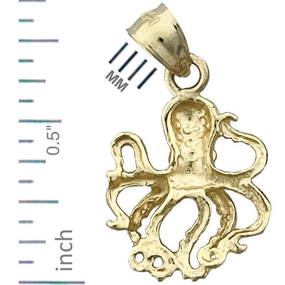 14K Gold Oktopus-Charm (Kopffüßer)