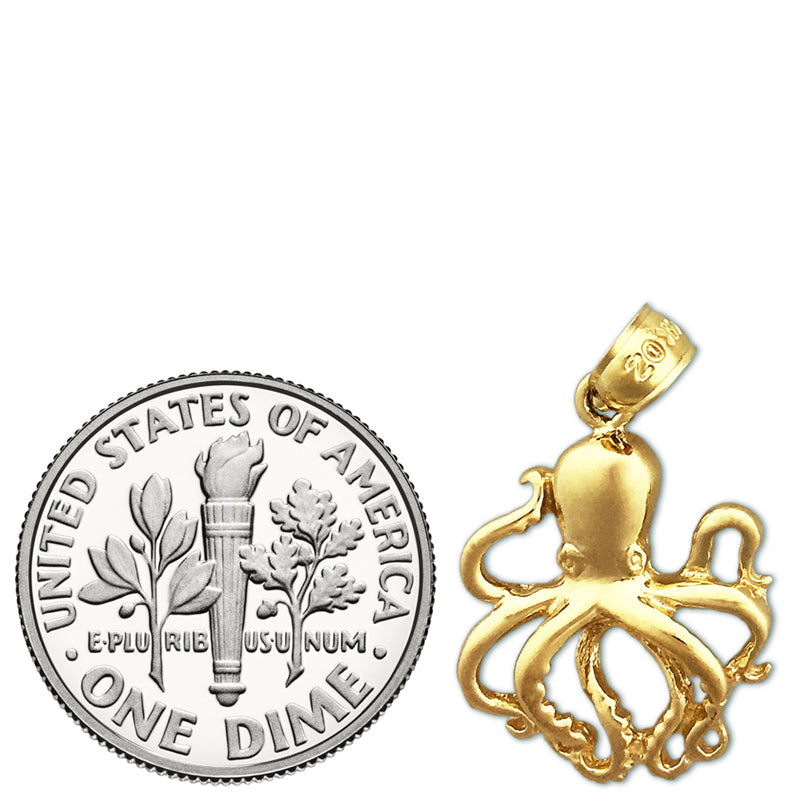 14K Gold Oktopus-Charm (Kopffüßer)