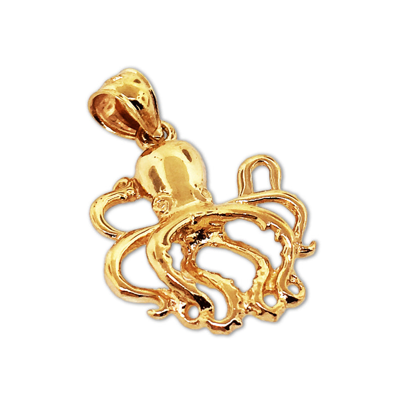 14K Gold Oktopus-Charm (Kopffüßer)