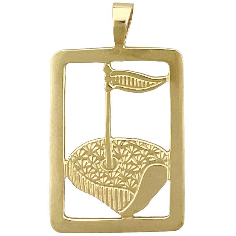 14K Gold Anhänger "Golf-Putting-Green" mit Rahmen