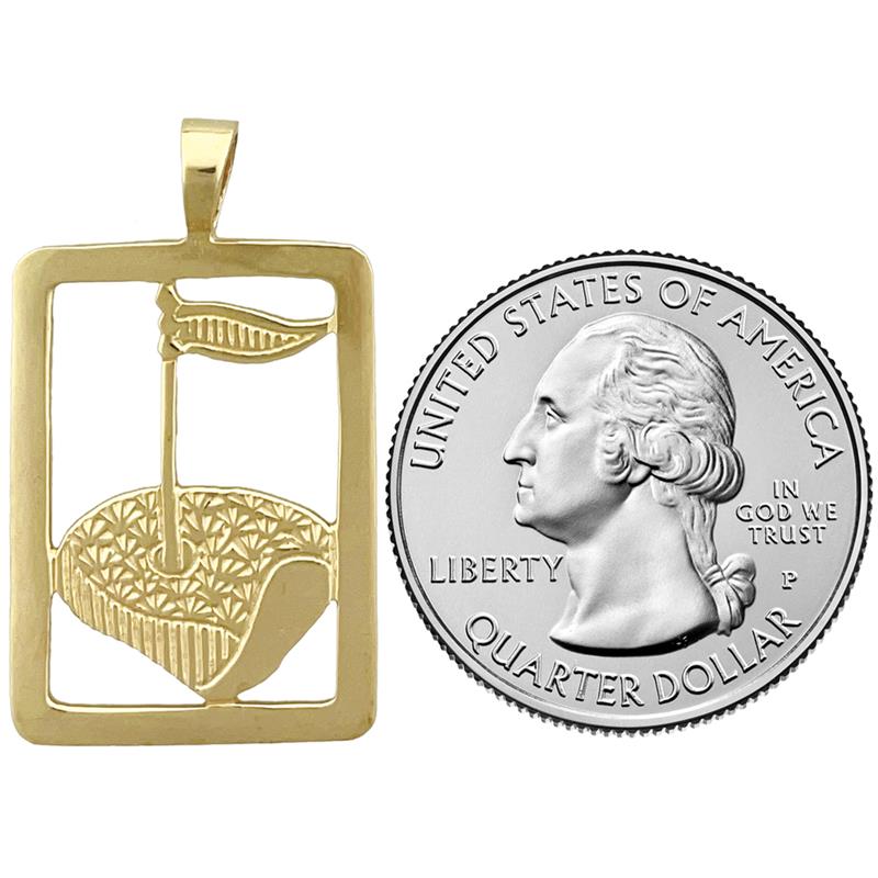 14K Gold Anhänger "Golf-Putting-Green" mit Rahmen