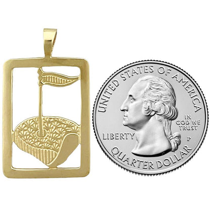 14K Gold Anhänger "Golf-Putting-Green" mit Rahmen