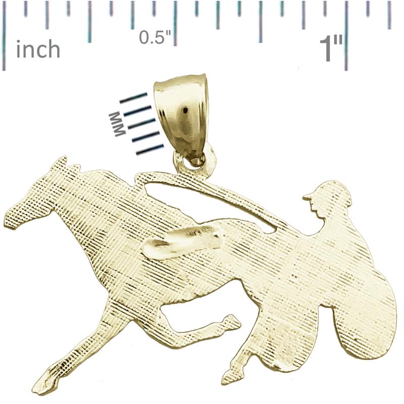14K Gold Anhänger Traberpferd mit Geschirr