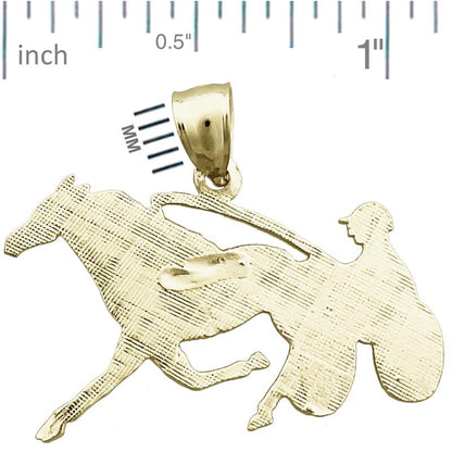 14K Gold Anhänger Traberpferd mit Geschirr