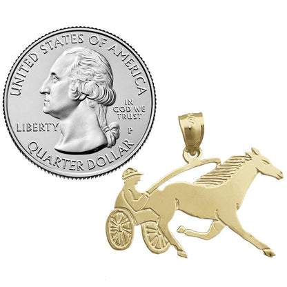 14K Gold Anhänger Traberpferd mit Geschirr