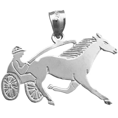14K Gold Anhänger Traberpferd mit Geschirr