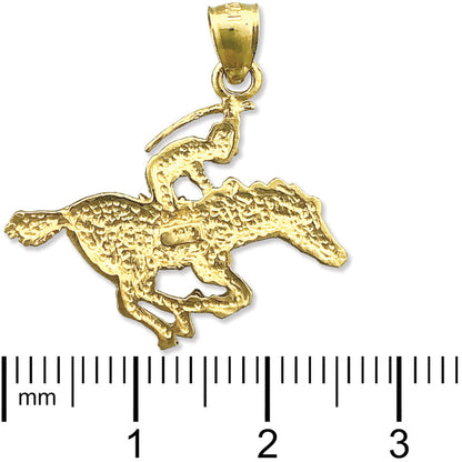 14K Gold Anhänger mit Rennpferd und Jockey