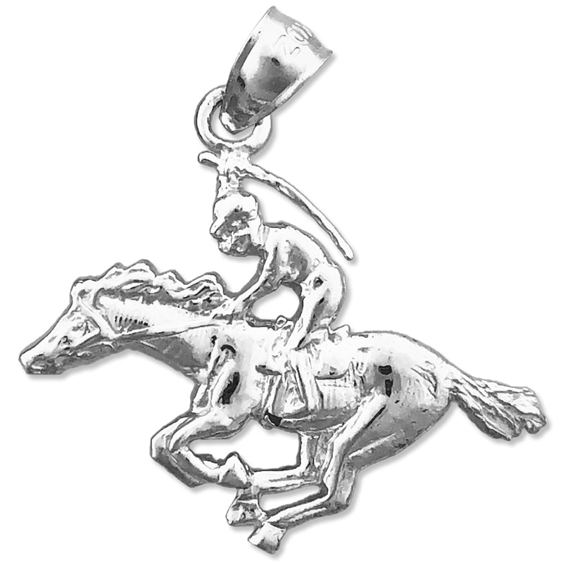 14K Gold Anhänger mit Rennpferd und Jockey
