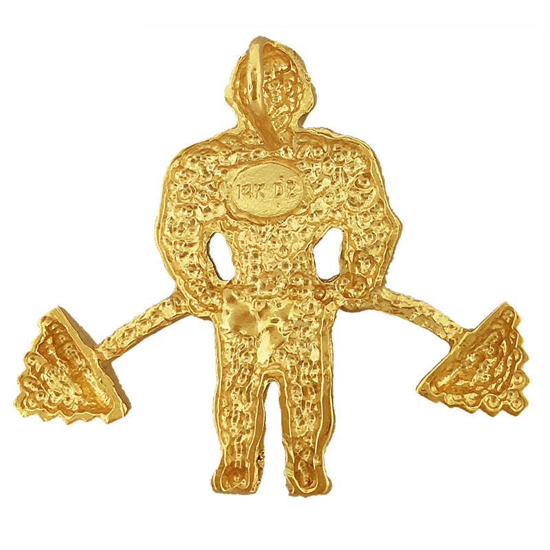 14K Gold Bodybuilder-Hantel-Gleitanhänger