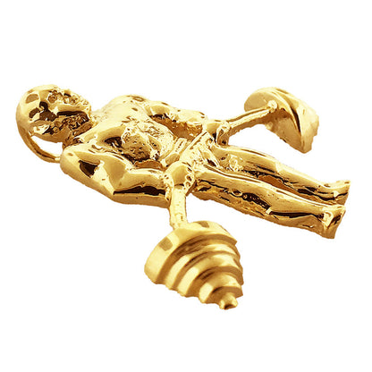 14K Gold Bodybuilder-Hantel-Gleitanhänger