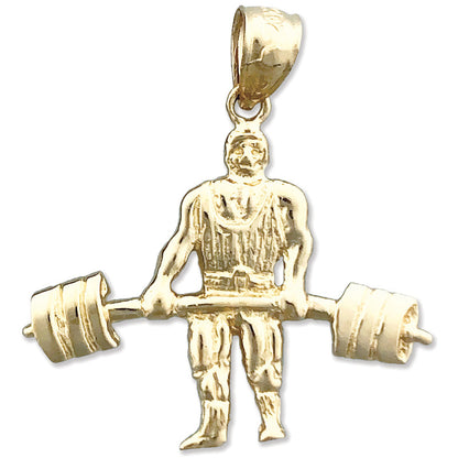 Bodybuilder-Anhänger aus 14K Gold, Schwergewicht