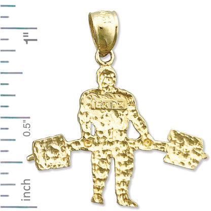 Bodybuilder-Anhänger aus 14K Gold, Schwergewicht